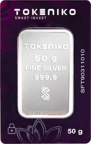 شمش نقره برند توکنیکو 50 گرمی خالص عیار 999.9